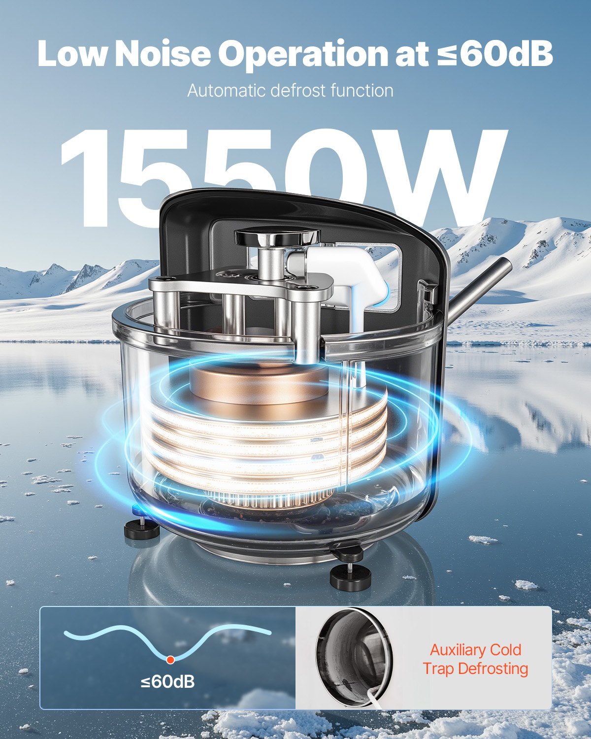 Vakuumfrystork, 8,8-13,2 lbs/batch frystorkmaskin för livsmedel med 4-lagers brickor, vakuumpump, justerbar timer och temperaturkontroll, för frukt, grönsaker och kött, vit