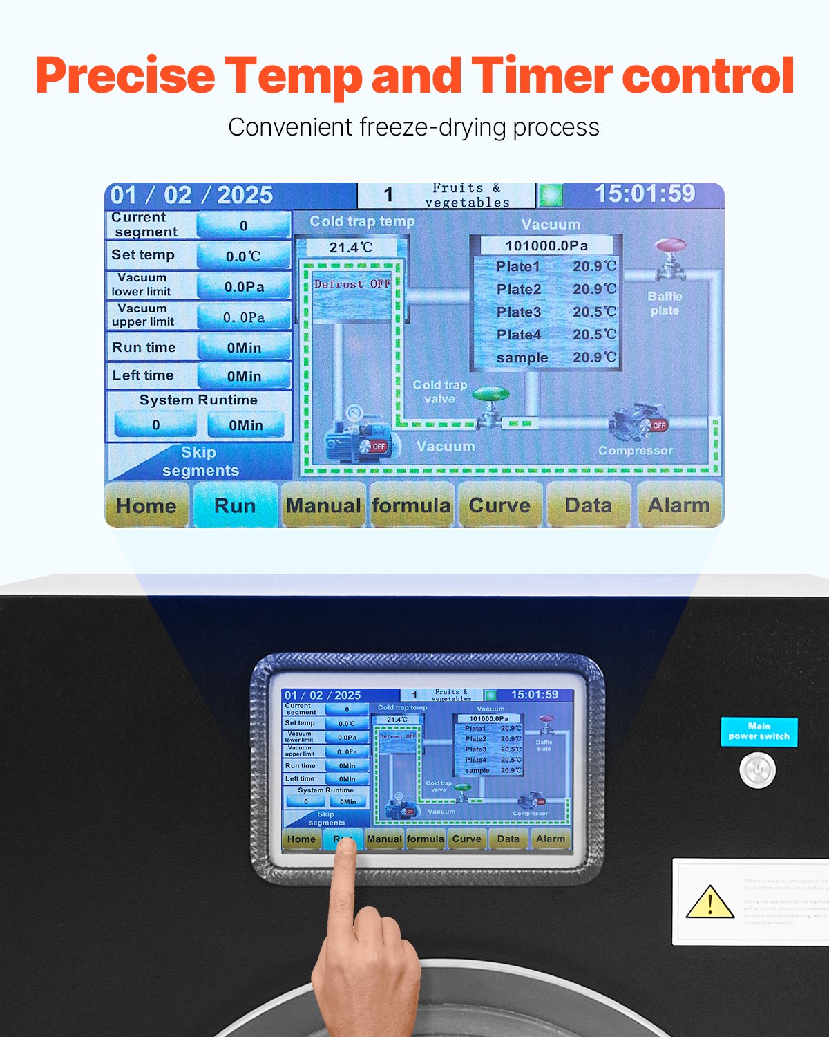 Vacuum Freeze Dryer Machine, 8.8-13.2 LBS/Batch Food Freeze Drying Machine with 4-Layer Trays, Vacuum Pump, Adjustable Timer and Temperature Control, for Fruits Vegetables Meat, Black