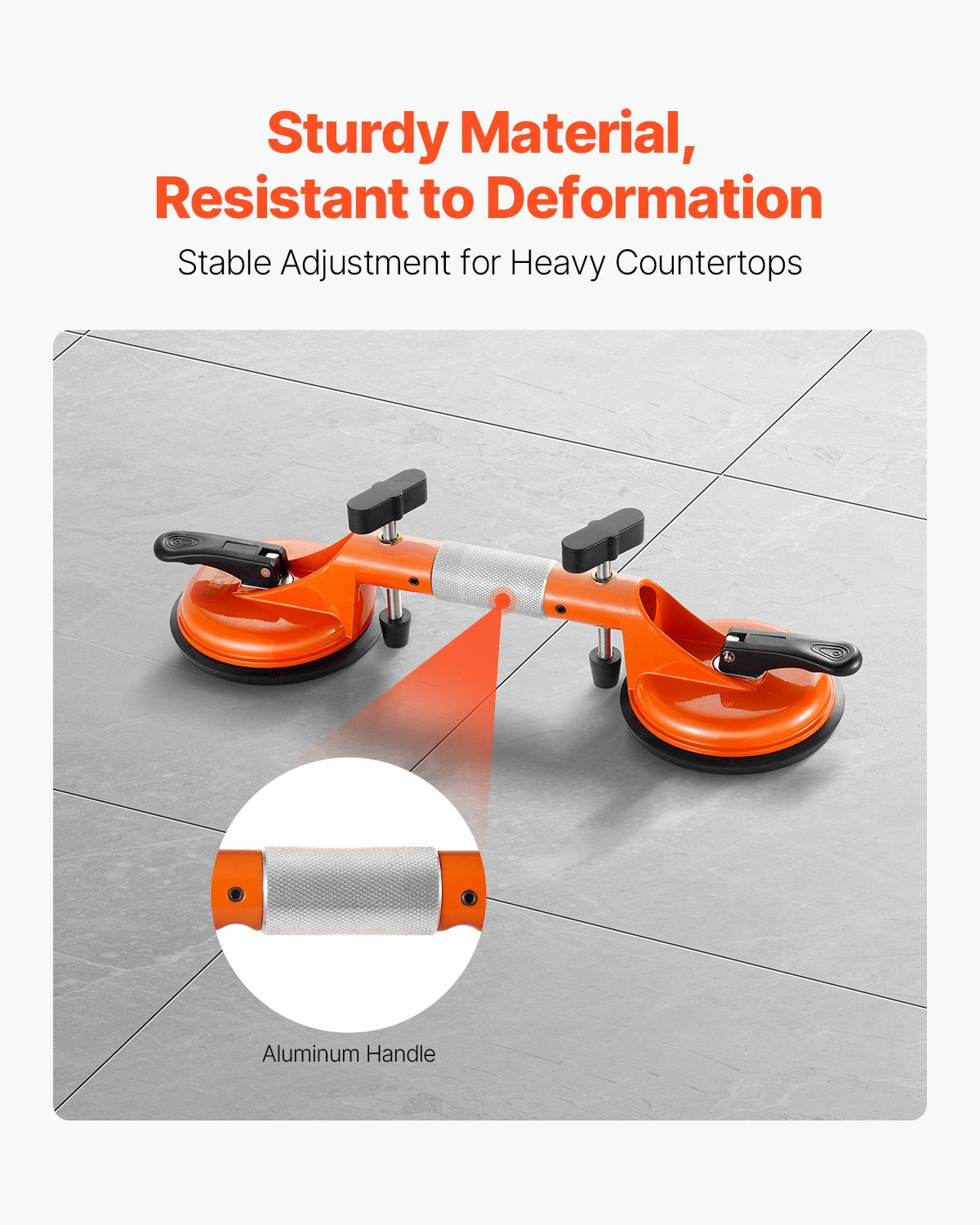 Seamless Seam Setter, 2 Packs Granite Seam Setter with 5 in Vacuum Suction Cups, Seam Joiner for Seam Joining & Leveling, 180° Adjustable, Countertop Installation Tool for Tile Stone Marble Slab