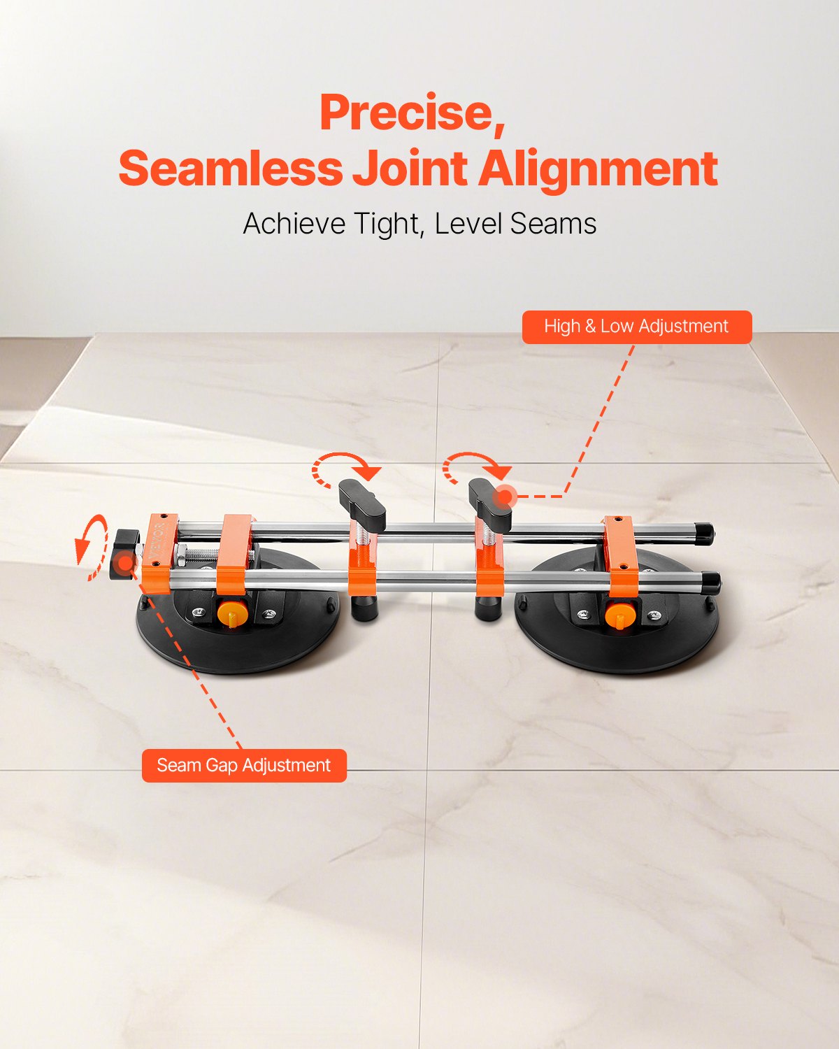 Seamless Seam Setter, 2 Packs, Granite Seam Setter with 6 in Vacuum Suction Cups & Tool Bag, Seam Joiner for Seam Joining & Leveling, Countertop Installation Tool for Tile Stone Marble Slab