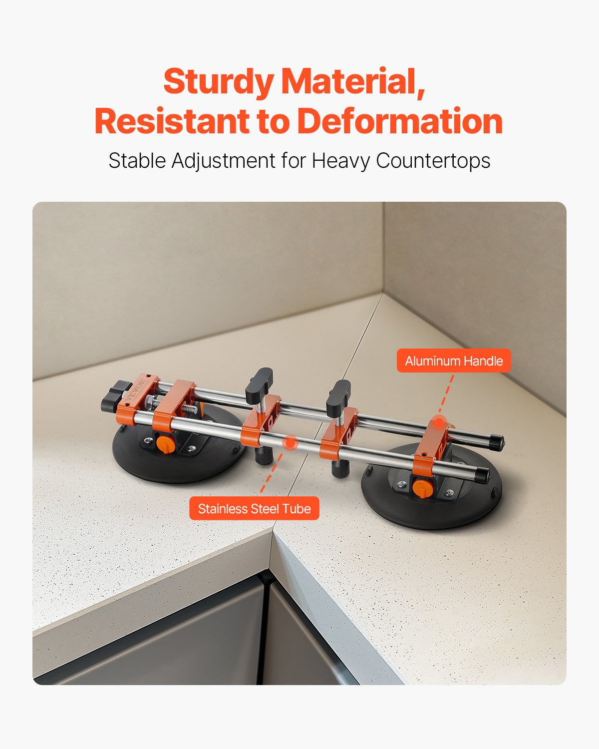 Seamless Seam Setter, 2 Packs, Granite Seam Setter with 6 in Vacuum Suction Cups & Tool Bag, Seam Joiner for Seam Joining & Leveling, Countertop Installation Tool for Tile Stone Marble Slab