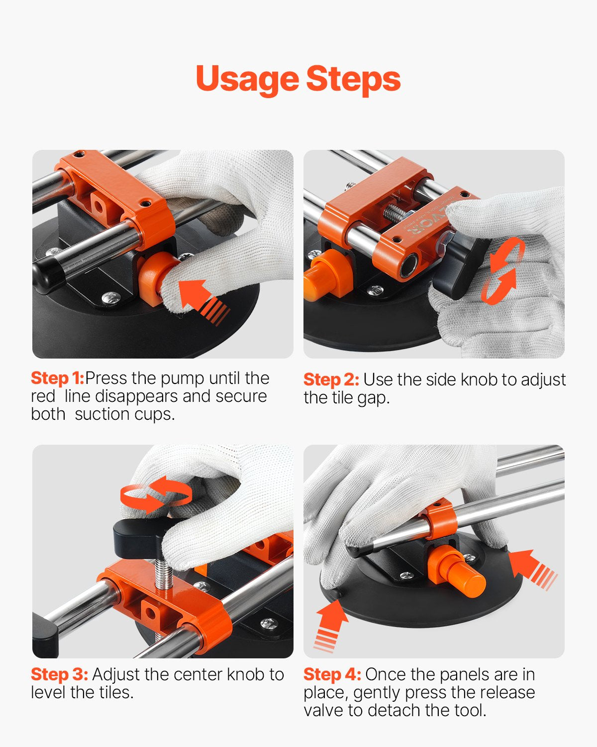Seamless Seam Setter, 2 Packs, Granite Seam Setter with 6 in Vacuum Suction Cups & Tool Bag, Seam Joiner for Seam Joining & Leveling, Countertop Installation Tool for Tile Stone Marble Slab