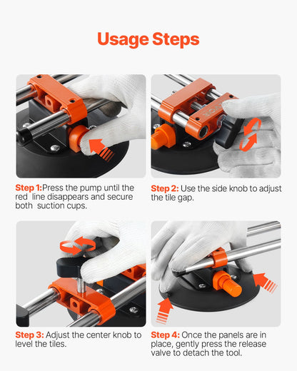 Seamless Seam Setter, 2 Packs, Granite Seam Setter with 6 in Vacuum Suction Cups & Tool Bag, Seam Joiner for Seam Joining & Leveling, Countertop Installation Tool for Tile Stone Marble Slab