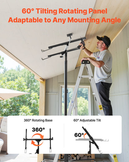 3353mm Drywall Lift, Heavy-Duty 68 kg Sheetrock Hoist with Adjustable Telescoping Arm, Lockable Wheels, Drywall Lifter Panel Jack Hoist Tools Ideal for Ceiling & Wall Installation (Black)