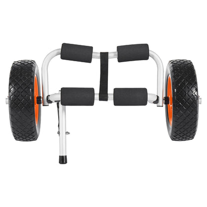 Kajakvagn, 90 kg lastkapacitet, hopfällbar kajakvagn med 25,4 cm massiva gummidäck och 1 spärrrem, paddelbrädevagn för att bära kajaker, kanoter, paddelbrädor, flytmattor, Jon Boats