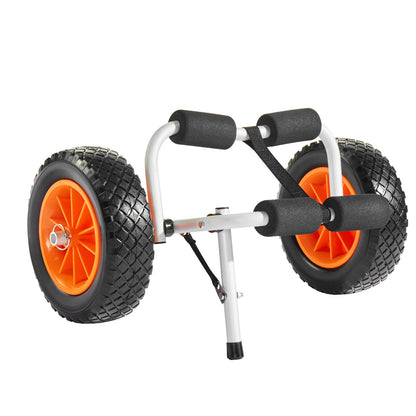 Kajakvagn, 90 kg lastkapacitet, hopfällbar kajakvagn med 25,4 cm massiva gummidäck och 1 spärrrem, paddelbrädevagn för att bära kajaker, kanoter, paddelbrädor, flytmattor, Jon Boats