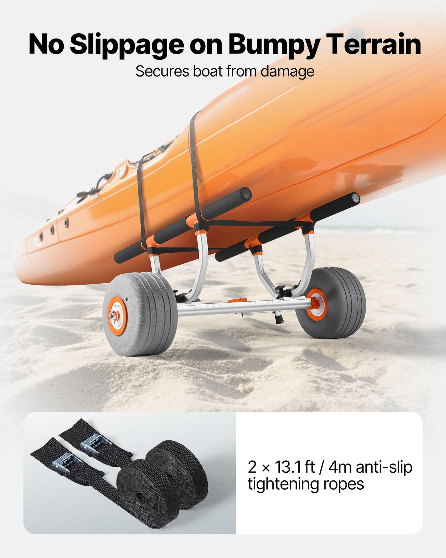 Kajakvagn, 158,8 kg lastkapacitet, kajakvagn med 30,5 cm uppblåsbara PU-däck och 2 remmar, monteras och demonteras inom några sekunder, paddelbrädevagn för att bära kajaker och kanoter