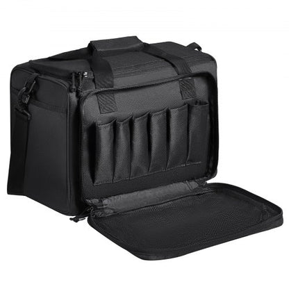 Range Bag for 3 Pistols, Tactical Gun Range Bag with 2 Detachable Baffles & 6 Magazines, Firearm Shooting Handgun Bag for Outdoor Hunting Pistol Bag with Single Shoulder Strip, Black