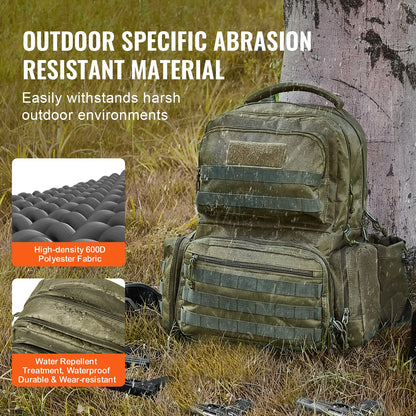 Tactical Range Backpack for 6 Pistols, Gun Backpack with 6 Independent Pistol Bags & 10 Magazines, Pistol Backpack for Outdoor Hunting Shooting, Range Bag for Handguns Lockable Zipper, Green