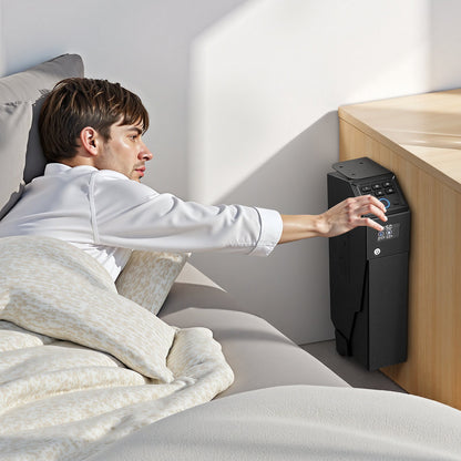 Gun Safe, Slider Handgun Gun Safe with Screen, Fingerprint/Password/Key, 3-Way Quick Access Firearm Case Box with LED for 1 Pistol & Magazine, Mounted Gun Box for Nightstand Bedside Desk Car