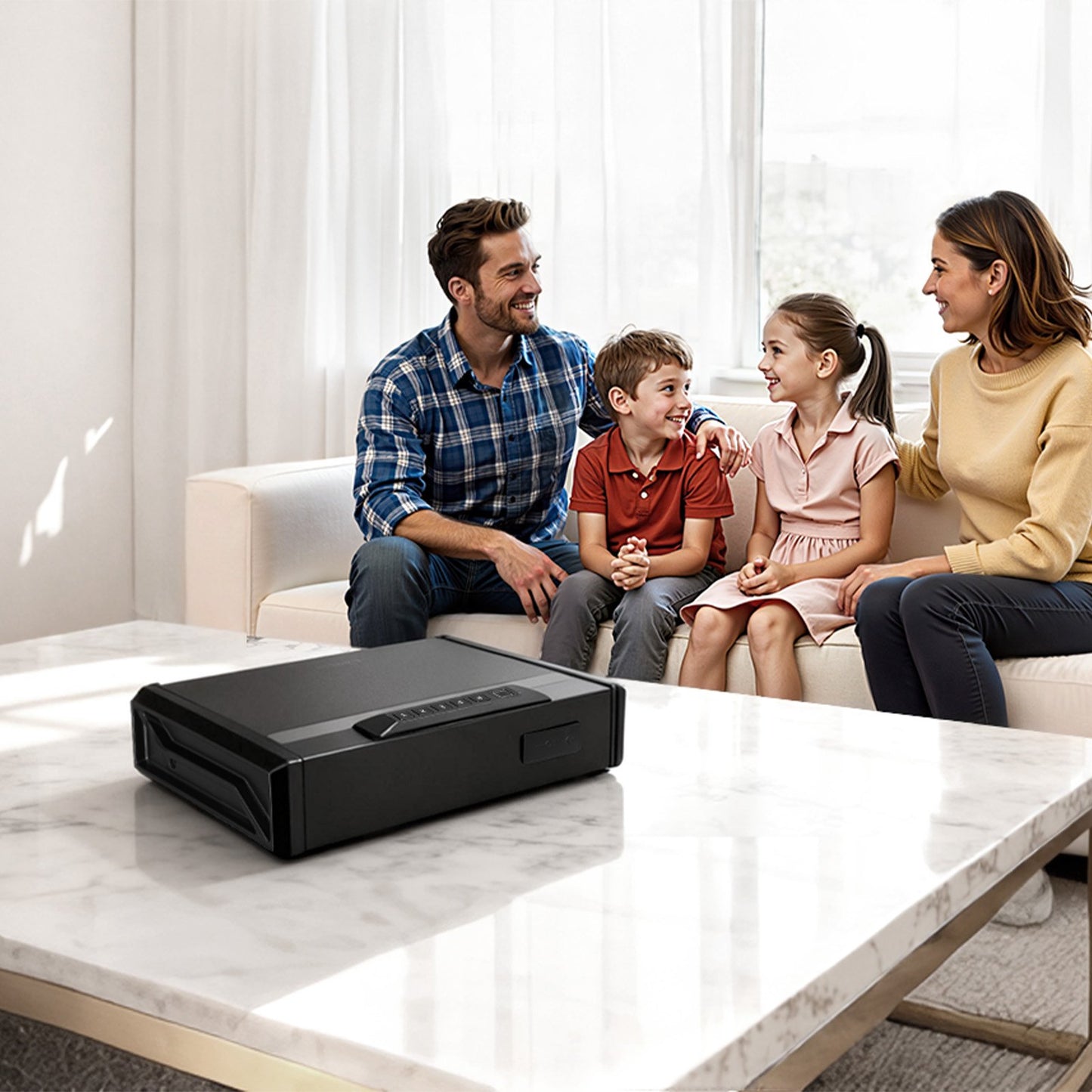 Vapenskåp, Robust vapenskåp med fingeravtryck/lösenord/nyckel, 3-vägs snabb åtkomst för vapen med belysning för 2 pistoler och 2 magasin, Pistolvapenlåda för nattduksbord, sängbord, bil