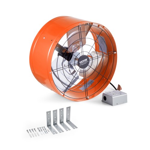 Gable Mount Fan, 15 Inch Attic Exhaust Fan with Adjustable Thermostat & Outer Mesh, 1650 CFM House Ventilator Cools Up to 2360 Sq.Ft, Quiet Ventilation for Roof, Garage & Shop, Vibrant Orange
