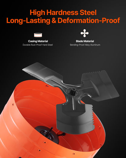 Gable Mount Fan, 16 Inch Attic Exhaust Fan with Adjustable Thermostat & Outer Mesh, 2940 CFM House Ventilator Cools Up to 4200 Sq.Ft, Quiet Ventilation for Roof, Garage & Shop, Vibrant Orange