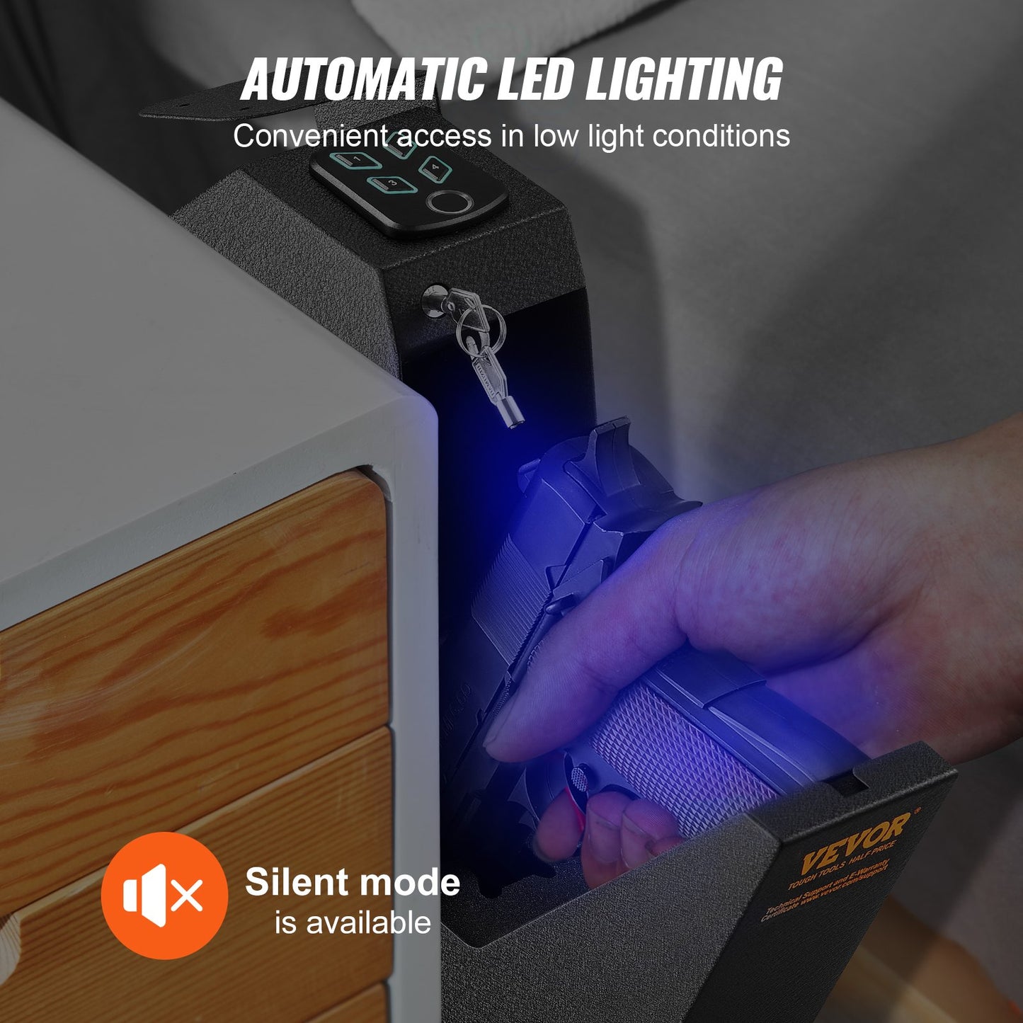 Monterat vapenskåp för pistoler Biometriskt vapenskåp 3 åtkomstvägar för 1 pistol