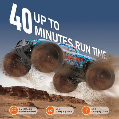 Remote Control Car, 1:14 Scale RC Car for Kids, All Terrain 4WD Off-Road Truck with 45° Wheelie & Adjustable Speed, 42 km/h High-Speed Hobby RC Racing Car Toy, Ideal Gift for 8+ Year Boys Girls