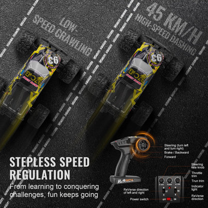 Fjärrstyrd bil, skala 1:18, RC-bil för barn, terränggående fyrhjulsdrift med 45° ratt och justerbar hastighet, 45 km/h höghastighets hobby-RC-racerbilleksak, perfekt present för barn från 8 år, IPX4