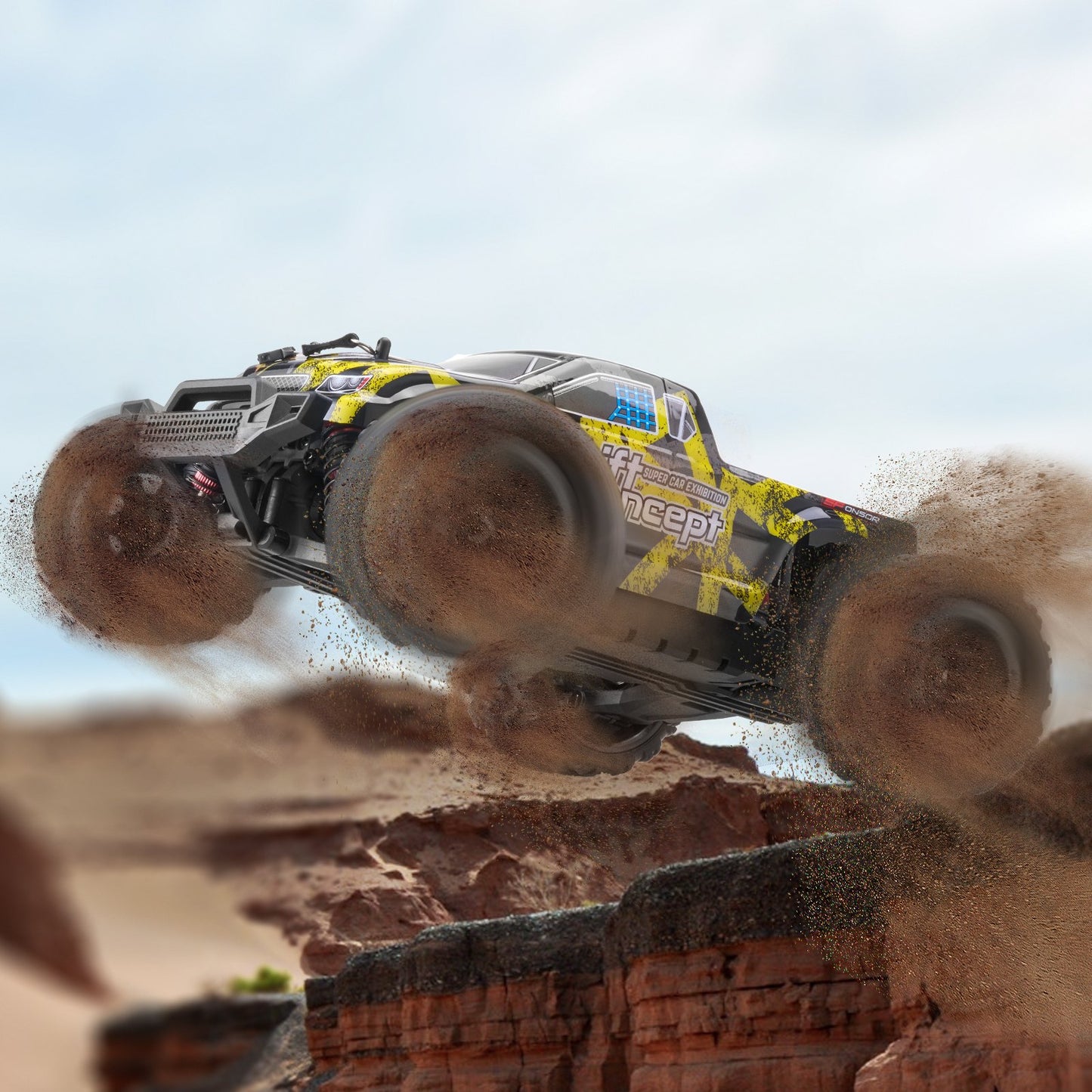 Fjärrstyrd bil, skala 1:18, RC-bil för barn, terränggående fyrhjulsdrift med 45° ratt och justerbar hastighet, 45 km/h höghastighets hobby-RC-racerbilleksak, perfekt present för barn från 8 år, IPX4