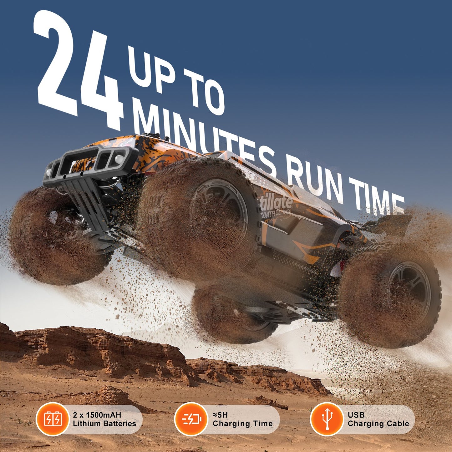 Remote Control Car, 1:10 Scale RC Car for Kids, All Terrain 4WD Off-Road Truck with 45° Wheelie & Adjustable Speed, 50 km/h High-Speed Hobby RC Racing Car Toy, Ideal Gift for 8+ Year Kids, IPX4