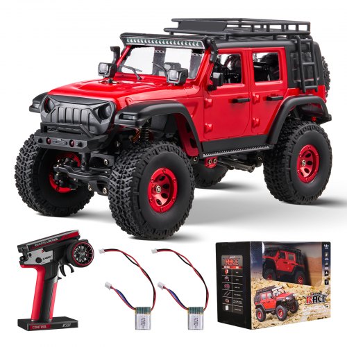 Remote Control Car, 1:24 Scale RC Car for Kids, All Terrain 4WD Off-Road Truck with Full Lighting & 2 Rechargeable Batteries, 2-Speed Adjustable Hobby Racing Car Gift for 14+ Years Boys Girls