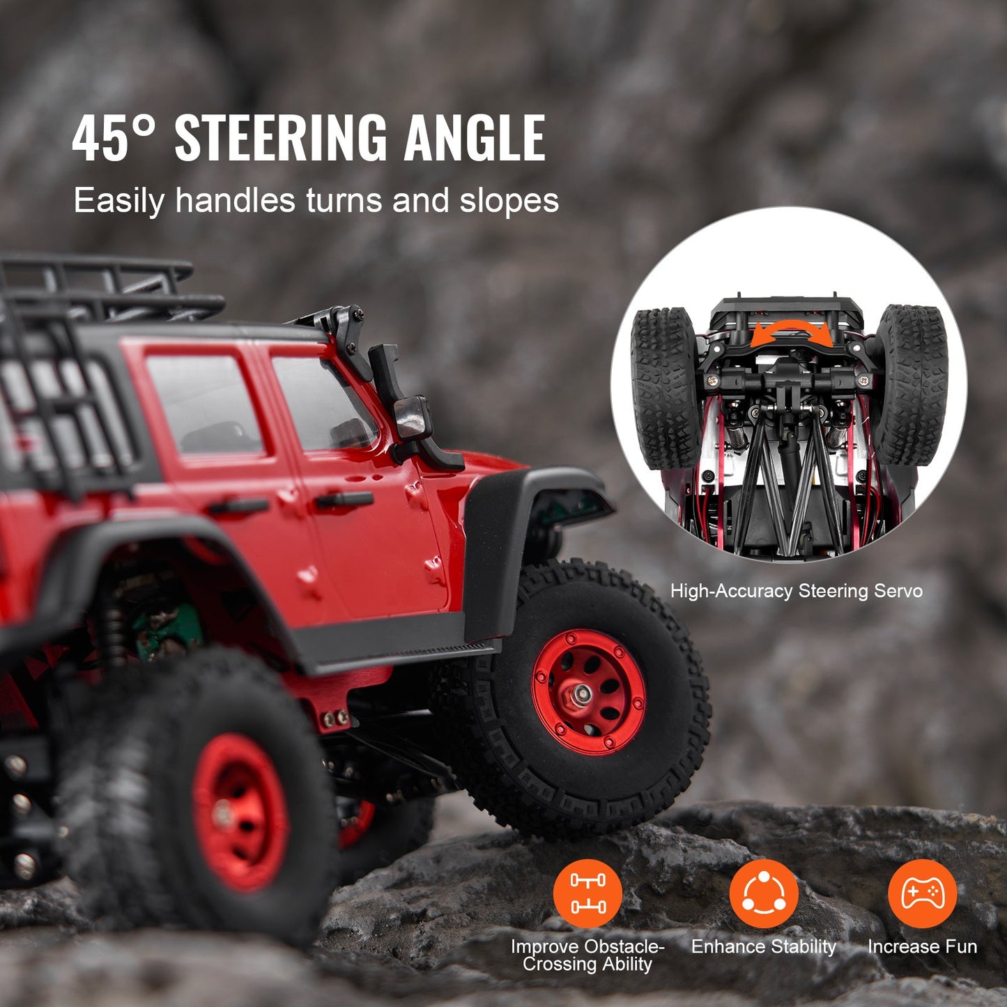 Remote Control Car, 1:24 Scale RC Car for Kids, All Terrain 4WD Off-Road Truck with Full Lighting & 2 Rechargeable Batteries, 2-Speed Adjustable Hobby Racing Car Gift for 14+ Years Boys Girls