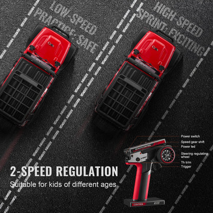 Remote Control Car, 1:24 Scale RC Car for Kids, All Terrain 4WD Off-Road Truck with Full Lighting & 2 Rechargeable Batteries, 2-Speed Adjustable Hobby Racing Car Gift for 14+ Years Boys Girls