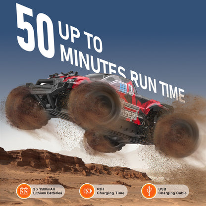 Remote Control Car, 1:18 Scale RC Car for Kids, All Terrain 4WD Off-Road Monster Truck with 45° Wheelie & 2 Batteries, 36 km/h High Speed Hobby Racing Car, Ideal Gift for 8+ Years Kids, IPX4