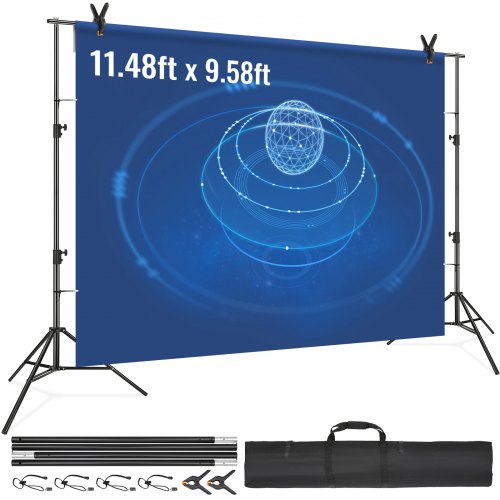 365.7 x 304.8 cm Heavy Duty Backdrop Stand, Height Adjustable Photography Backdrop Stand, Background Support System with 6 Clamps and A Carry Bag, for Party, Wedding, Display, Photo