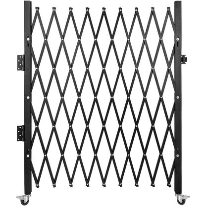 Single Folding Security Gate, 198 cm H x 229 cm W Folding Door Gate, Steel Accordion Security Gate, Flexible Expanding Security Gate, 360° Rolling Barricade Gate, Scissor Gate/Door with Padloc