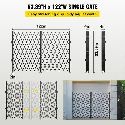Double Folding Security Gate Folding Door Gate 310 × 154 cm(W × H)Scissor Gate