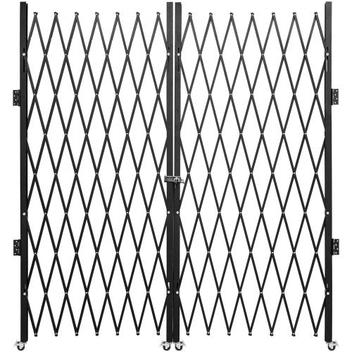 Double Folding Security Gate, 382 × 214 cm(W × H) W Folding Door Gate, Steel Accordion Security Gate, Flexible Expanding Security Gate, 360° Rolling Barricade Gate, Scissor Gate or Door with Keys
