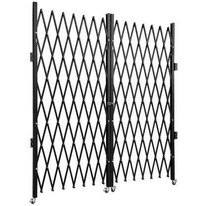 Double Folding Security Gate, 382 × 214 cm(W × H) W Folding Door Gate, Steel Accordion Security Gate, Flexible Expanding Security Gate, 360° Rolling Barricade Gate, Scissor Gate or Door with Keys