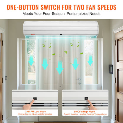 1.2m Commercial Indoor Air Curtain Super Power 2 Speeds 2038m³/h, UL Certified Wall Mounted Air Curtains for Doors, Indoor Over Door Fan with Heavy Duty Limit Switch, Easy-Install Unheated