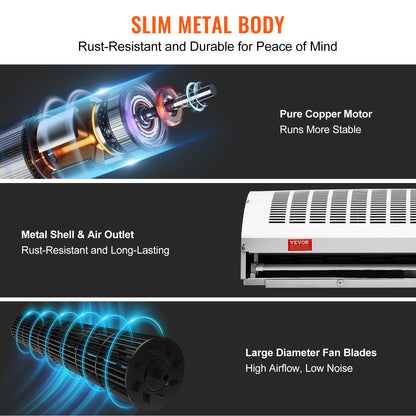 1,2 m kommersiell inomhusluftridå Super Power 2 hastigheter 2802 m³/h, UL-certifierad väggmonterad luftridå för dörrar, inomhusfläkt över dörren med kraftig gränsbrytare, enkel att installera ouppvärmd