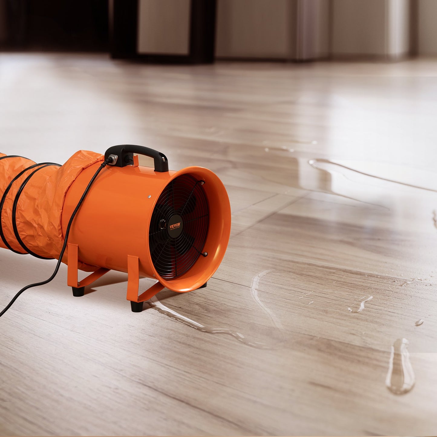 40,6 cm bärbar fläkt, 2 hastigheter 5175 CFM höghastighets industriell fläkt med 10 m flexibel slang, axial frånluftsfläkt för källare, verkstäder, lager, orange