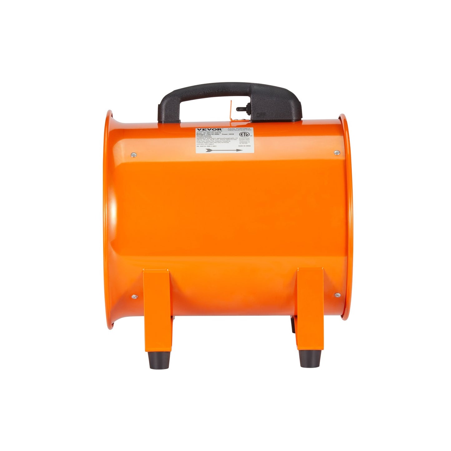 40,6 cm bärbar fläkt, 2 hastigheter 5175 CFM höghastighets industriell fläkt med 10 m flexibel slang, axial frånluftsfläkt för källare, verkstäder, lager, orange