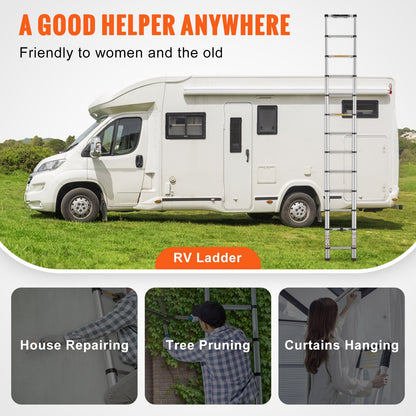 Telescoping Ladder Aluminum Extension Step 381 cm Multi-purpose Portable