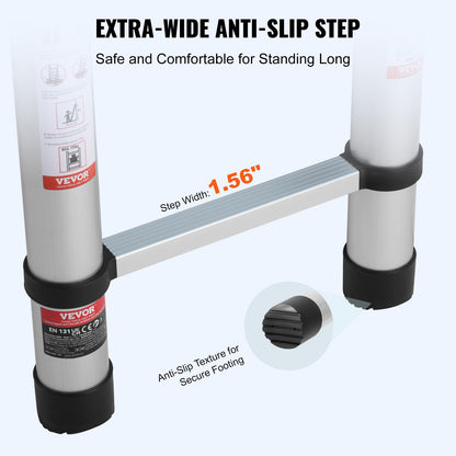 Telescoping Ladder, 16.4FT Aluminum Lightweight Extension Ladder, Multi-button Retraction Collapsible Ladder, 375 LBS Capacity with Non-slip Feet, Portable Compact Ladders for Home, RV, Loft