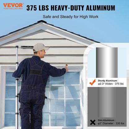 Teleskopstege, 8,5 fot lätt förlängningsstege i aluminium, hopfällbar stege med en knapptryckning, 160 kg kapacitet med halkfria fötter, bärbara kompakta stegar för hem, husbil, loft