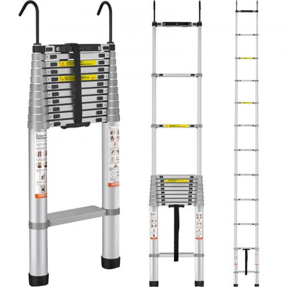 Telescoping Ladder Aluminum Extension Step 457.2 cm Multi-purpose Portable