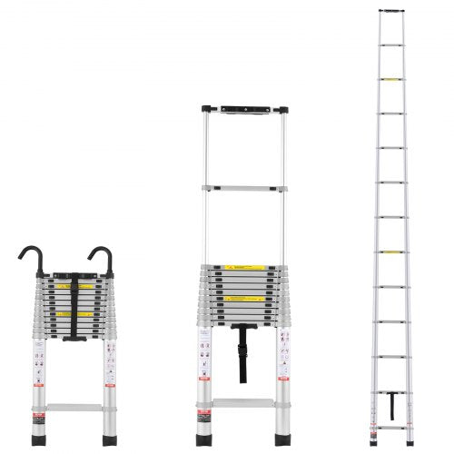 Telescoping Ladder, 16.5FT Aluminum Lightweight Extension Ladder, Multi-button Retraction Collapsible Ladder, 419 LBS Capacity with Non-slip Feet, Portable Compact Ladders for Home, RV, Loft