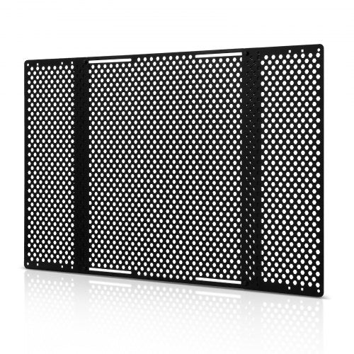 RV Screen Door Protector, Adjusts from 558.8–800 mm, Adjustable Door Grille, Easy to Install, Reinforced Breathable Honeycomb Holes, Iron Camper RV Entry Protector for Pet Protection, Black