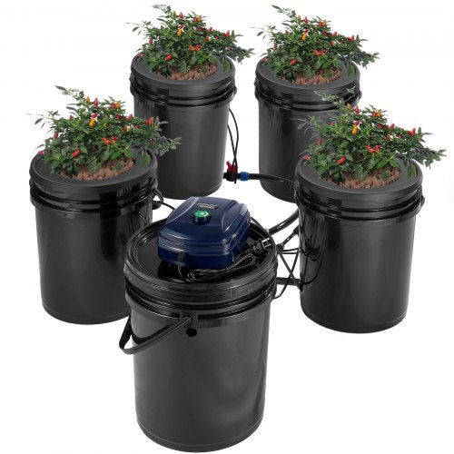 RDWC hydroponiksystem Recirkulerande djupvattenkultur 4 hinkar 18,9 l
