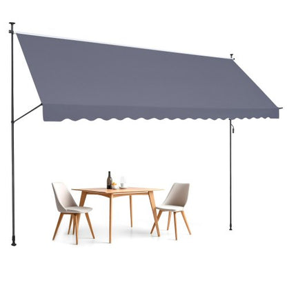 178 x 47" Patio Awning Retractable, Awning Sunshade Shelter with Manual Crank Handle, Outdoor Patio Canopy Sunsetter Deck, Adjustable Height from 86 to 122 in, for Patio/Balcony/Yard, Dark Gray