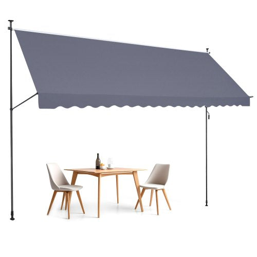 178 x 47" Patio Awning Retractable, Awning Sunshade Shelter with Manual Crank Handle, Outdoor Patio Canopy Sunsetter Deck, Adjustable Height from 86 to 122 in, for Patio/Balcony/Yard, Dark Gray