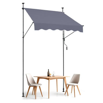 59 x 47" Patio Awning Retractable, Awning Sunshade Shelter with Manual Crank Handle, Outdoor Patio Canopy Sunsetter Deck, Adjustable Height from 86 to 122 in, for Patio/Balcony/Yard, Dark Gray