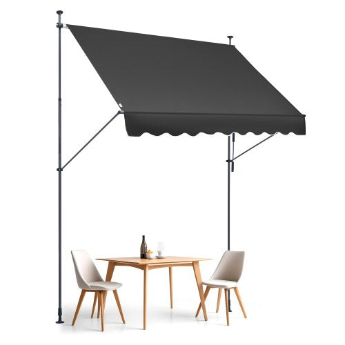 98 x 47" Patio Awning Retractable, Awning Sunshade Shelter with Manual Crank Handle, Outdoor Patio Canopy Sunsetter Deck, Adjustable Height from 86 to 122 in, for Patio/Balcony/Yard, Black