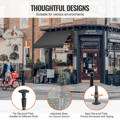 98 x 47" Patio Awning Retractable, Awning Sunshade Shelter with Manual Crank Handle, Outdoor Patio Canopy Sunsetter Deck, Adjustable Height from 86 to 122 in, for Patio/Balcony/Yard, Black