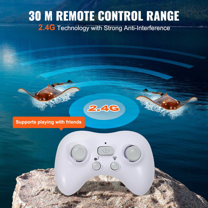 Remote Control Manta Ray Toy, 2.4GHz High Simulation Robot Manta Ray with Light, 2 Rechargeable Batteries, for Pool, Bathtub or Lake, Swimming RC Boat Toy for 6+ Year Old Boys and Girls Gift