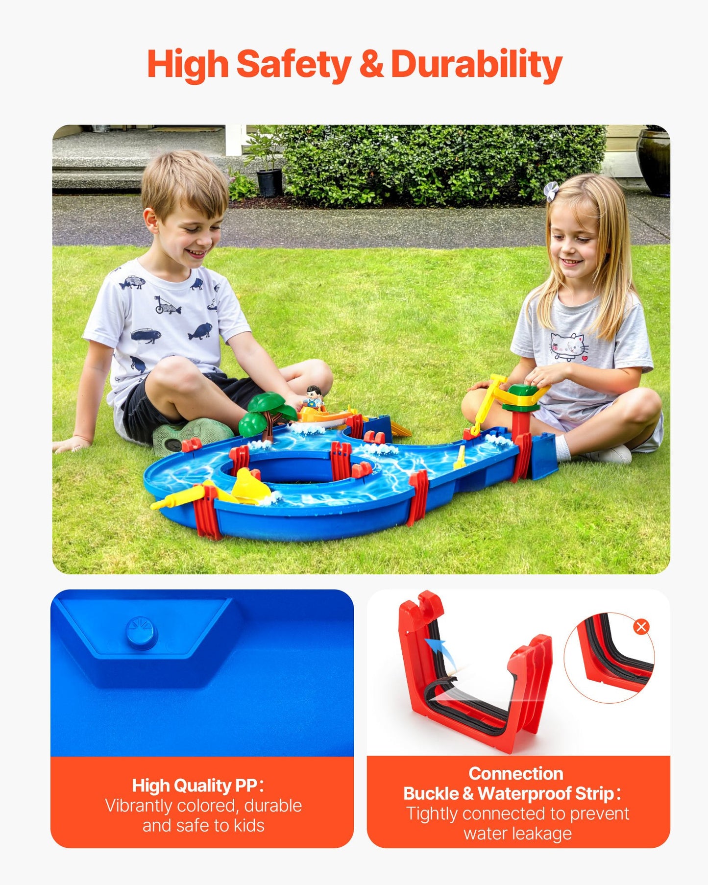 Water Table for Toddlers, Kids Activity Play Waterway, Outdoor Summer Water Park Playset with 39PCS Accessories for Backyard Lawn Beach, Activity Sensory Play Table for 3+ Years Boys Girls