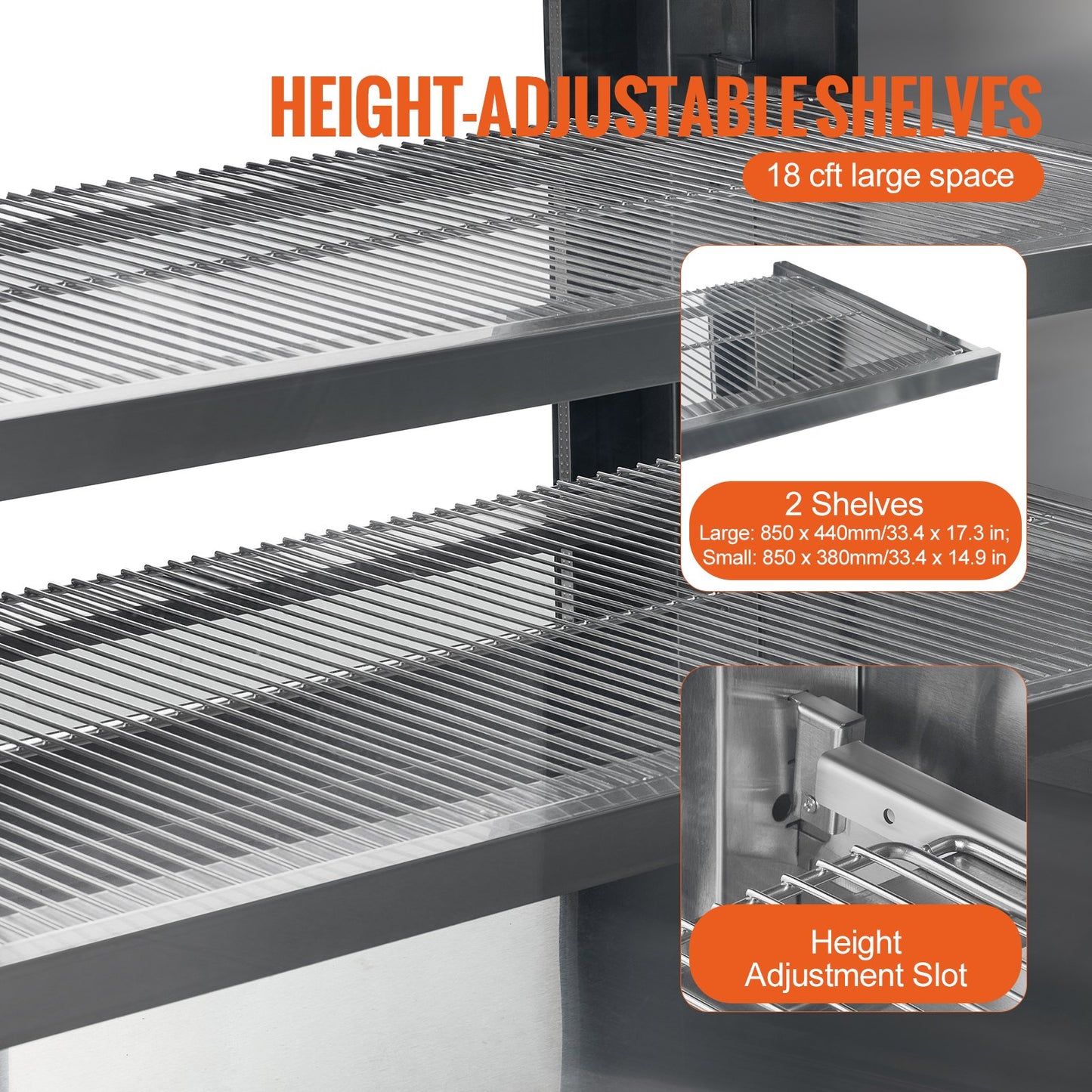 Refrigerated Display Case, 18 Cu.Ft./505L Large Pastry Display Case, 2-Tier Commercial Display Refrigerator with LED Lighting, Downdraft Cooling, Movable with Casters, for Bakery
